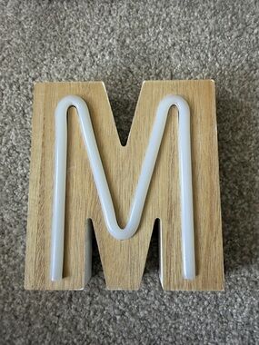 Wooden Letter 'M' with White light up